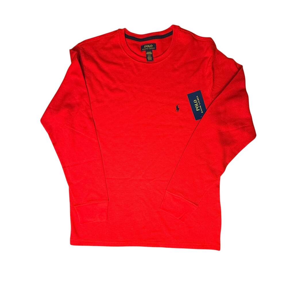 New Polo Ralph Lauren Men's Waffle Knit Thermal Long Sleeve Shirt Red Size L